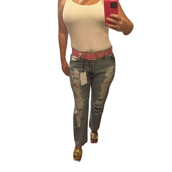 FRAME Le Slouch Low Rise, Straight Destructed Denim - NWT - size 30 - Picture 6 of 16